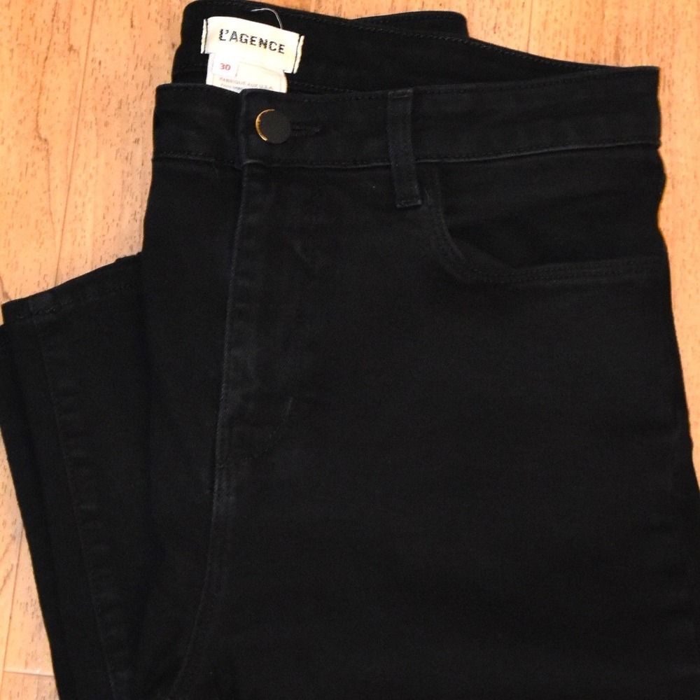 L'AGENCE Marguerite Skinny Jeans Women 30 Black Excellent High Rise Noir